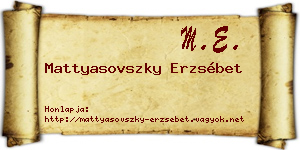 Mattyasovszky Erzsébet névjegykártya